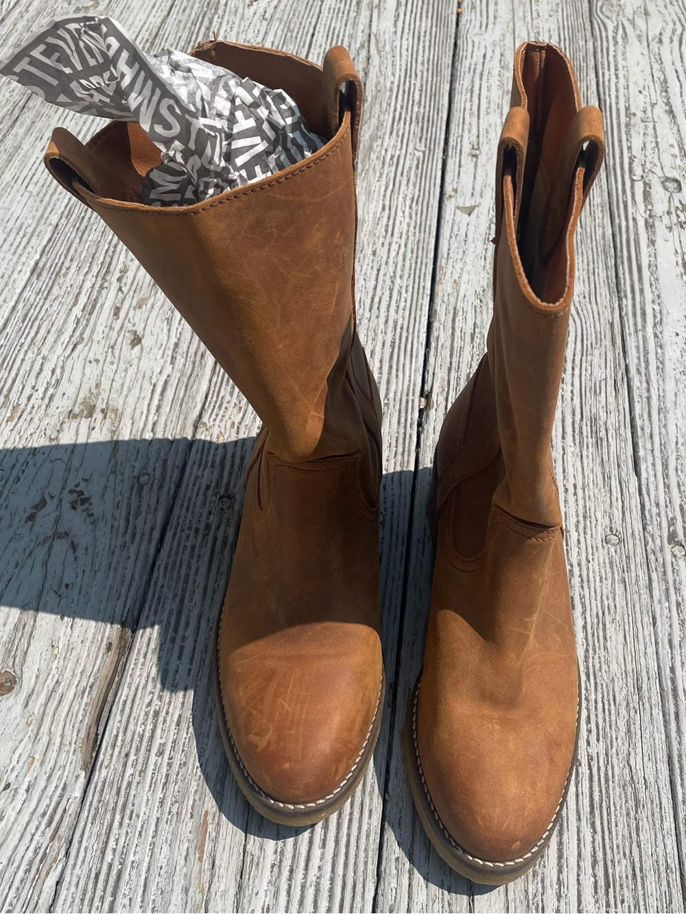 Steve Madden Women's Tan Leather Mid-Calf Boots 6 1/2 NWOT